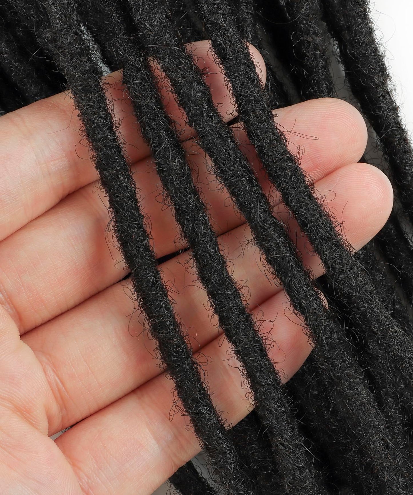 Cypsin 8inch 30 Strands 100% Human Hair Dreadlock Extensions, 0.4cm Width Full Handmade Loc Extensions Human Hair for Men Women Kids, Permanent Dread Extensions Can Be Dyed Bleached Curled(Natural Black)