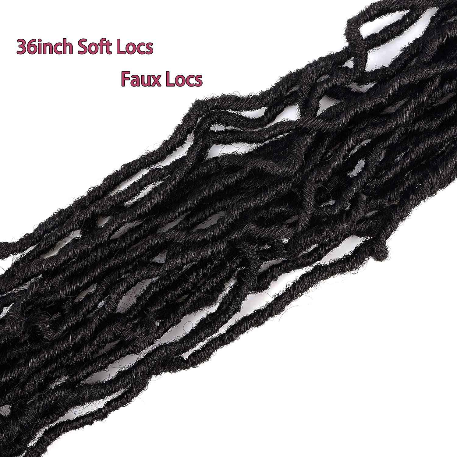 30inch Soft New Faux Locs Colorful Long Goddess Locs Crochet Hair Natural Pre Looped Natural Crochet Braid Curly Wave Braiding Hair… (30 Inch #1B 7Packs)