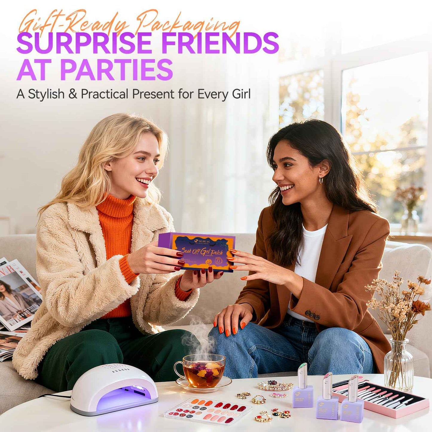 gelike ec Gel Nail Polish Set: HEMA Free Gel Polish Kit With 16ML 12 Fall Colors Big Bottles for Young Women Manicure DIY at Home with Color Chart and Stickers 2026