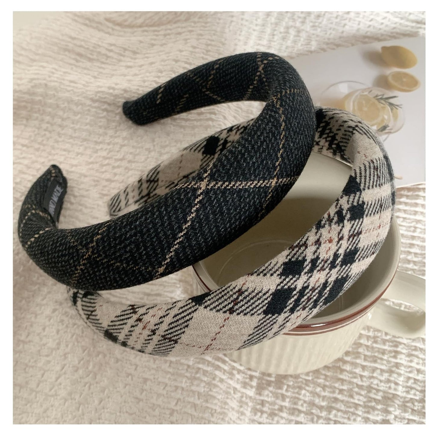 Like-know-like Padded Headbands for Women - Cute Fancy Dress Party Hair Hoops with Black Plaid Pattern