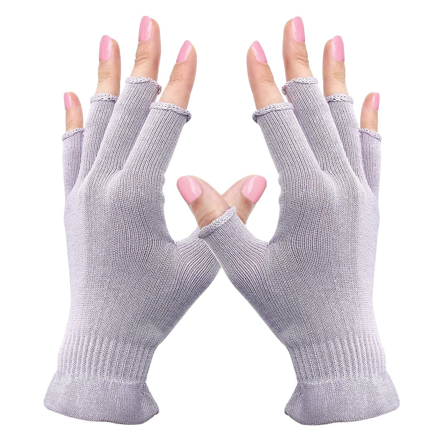 MIG4U Fingerless Moisturizing Gloves, Half Finger Touchscreen Beauty Glove for Eczema, SPA, Dry Hands, Skin Treatment, Summer Sun UV Protection, Pale Purple, 1 Pairs S/M