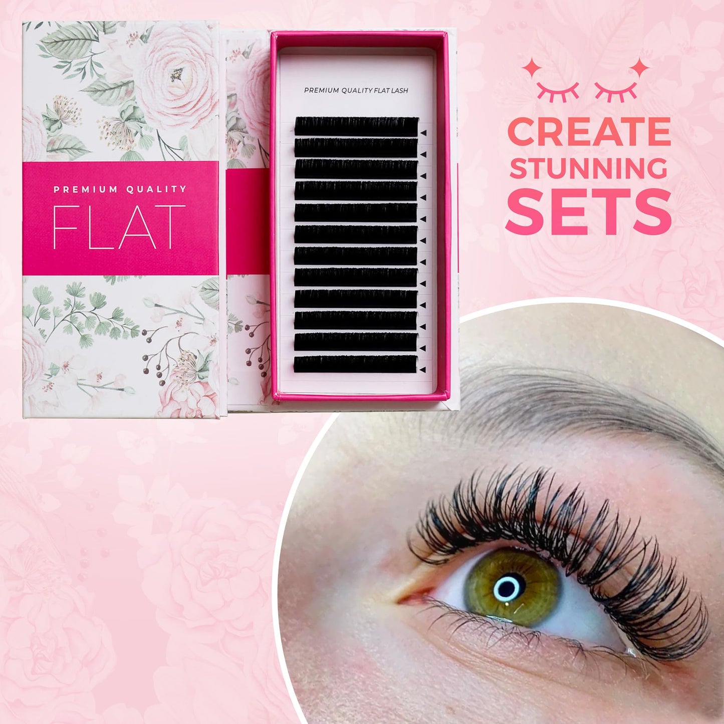 LLBA Eclipse Flat Eyelashes Extension - Mixed 8-15mm Flat Eyelash Extension Supplies Light Lashes | Individual Eyelashes Salon Use | Black Mink False Lashes