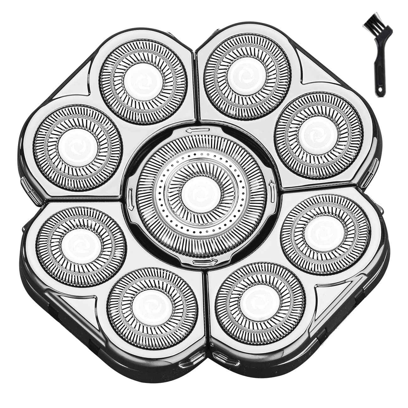 9 Blades Head Shaver Men's Electric Shaver Replacement Heads Universal Replacement Blade Head Electric Razor for Men (9D Silvery)