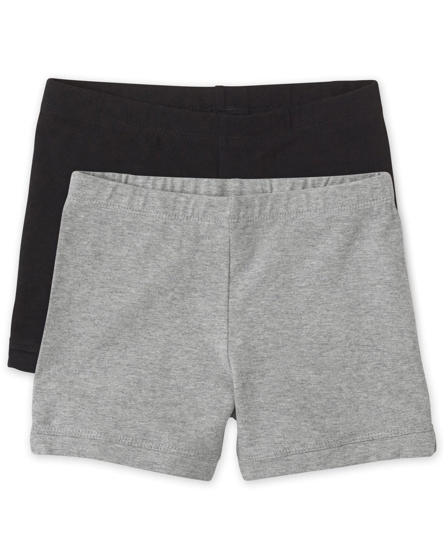 The Children's Place Girls' 2 Pack Basic Cartwheel Short, Black/Smoke Gray, X-Small