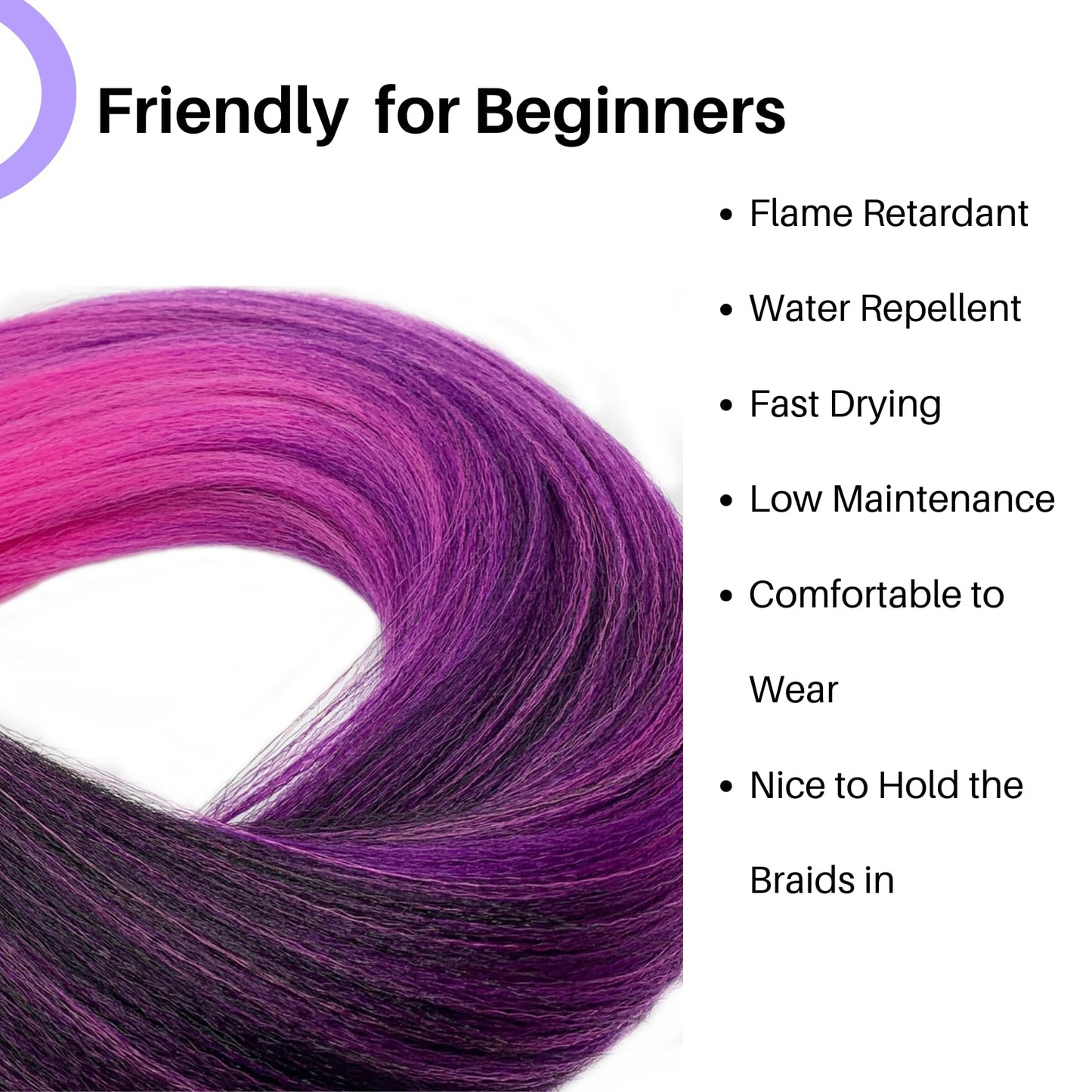 Ombre Purple Braiding Hair Pre Stretched Kanekalon Box Braiding Hair 26 Inch (Pack of 3)