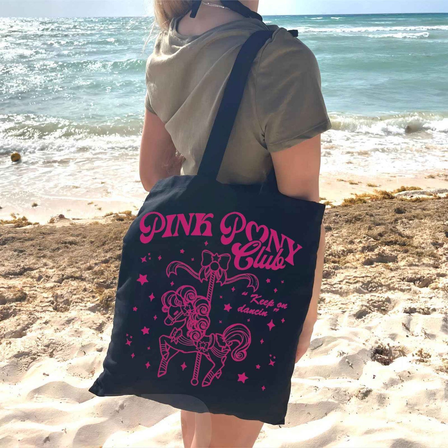 TOBGBE Singer Music Lover Gift Midwest Princess Pink Pony Club Shopping Bag Singer Fan Lyrics Music Concert Merch (West Club BK)
