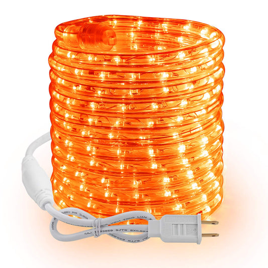 Brizled Orange Rope Lights, 18ft 216 LED Orange Lights, 120V Plugin Rope Lights Connectable, Indoor Outdoor Halloween Rope Lights Waterproof Orange Holiday Lights for Halloween Tree Patio Xmas Camping