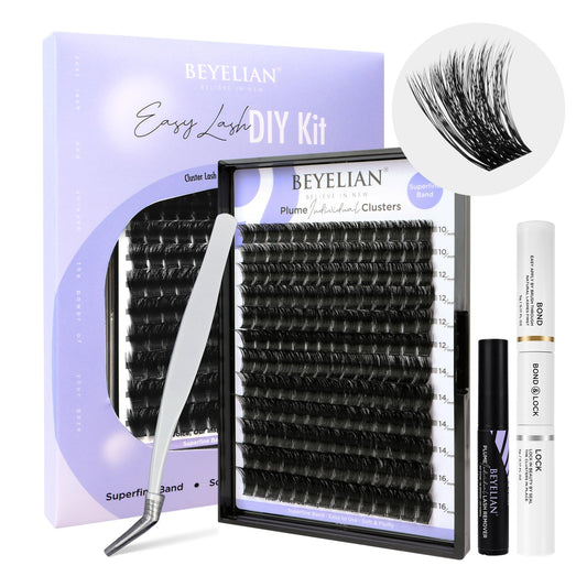 BEYELIAN Lash Extension Kit D Curl 168 Pcs Lash Clusters 10-16mm Lash Clusters Kit with Lash Bond and Seal and Remover Dense Look DIY Lash Kit Easy to Apply at Home (P13)