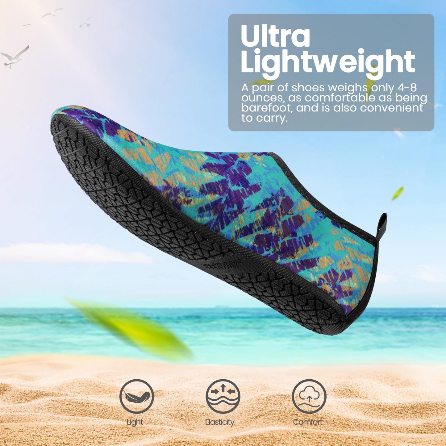 SEEKWAY Water Shoes Women Men Adult Quick-Dry Aqua Socks Barefoot Non Slip for Beach Swim River Pool Lake surf Black Size SK002