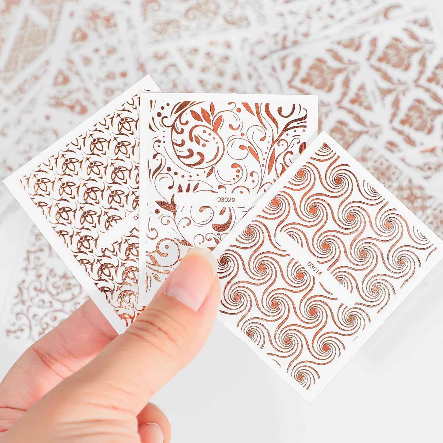 BTBT ARTCharms 30 Sheets Nail Stickers for Nail Art Rose Gold Noble Design Nail Charms Accessories 3D Self Adhesive Nail Decals for Women Girls DIY Nail Art Supplies