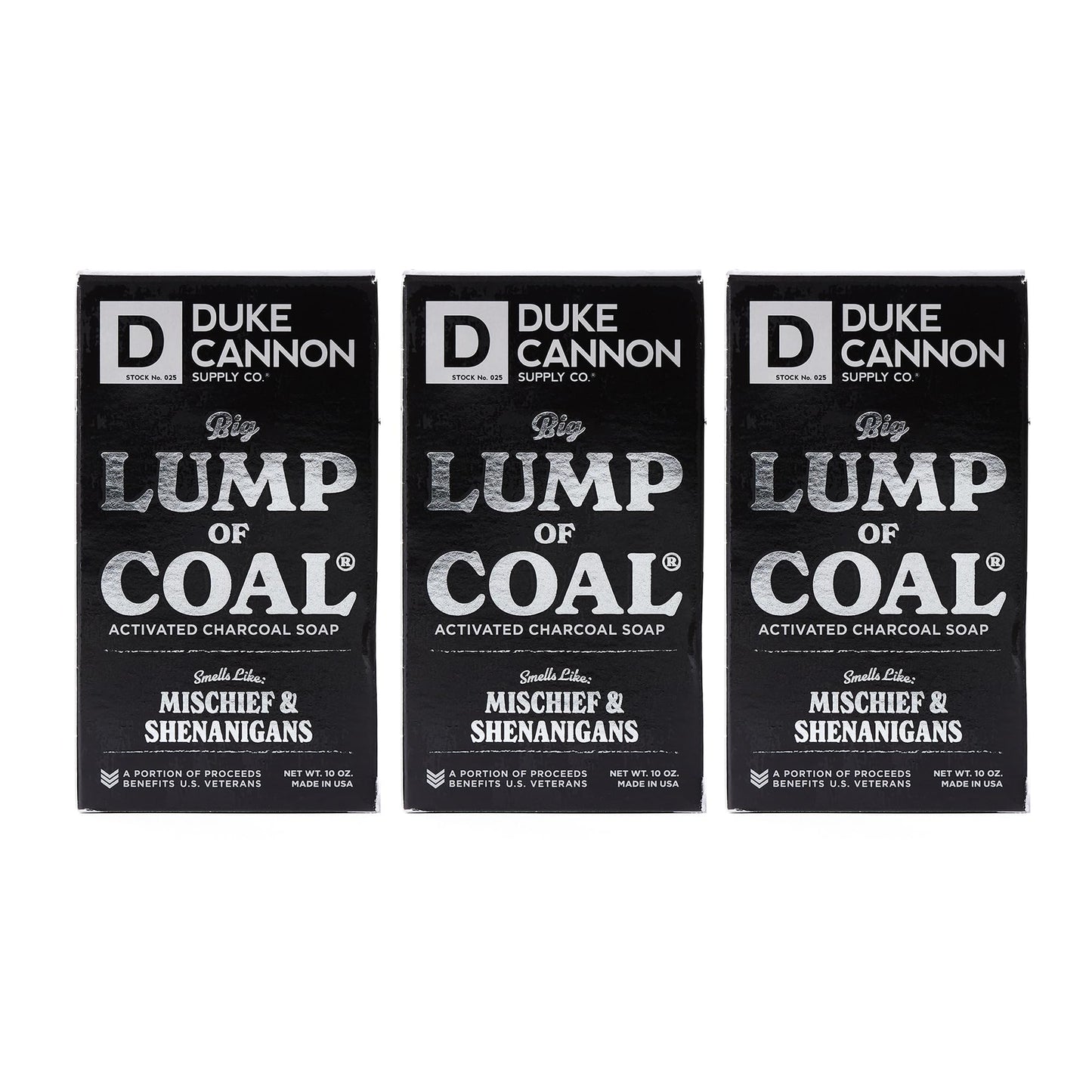 Duke Cannon Supply Co. Big Lump of Coal Soap Bar for Men Holiday Edition (Bergamot & Black Pepper Scent) Superior Grade, Extra Large, Paraben-free, All Skin Types, 10 oz (3 Pack)