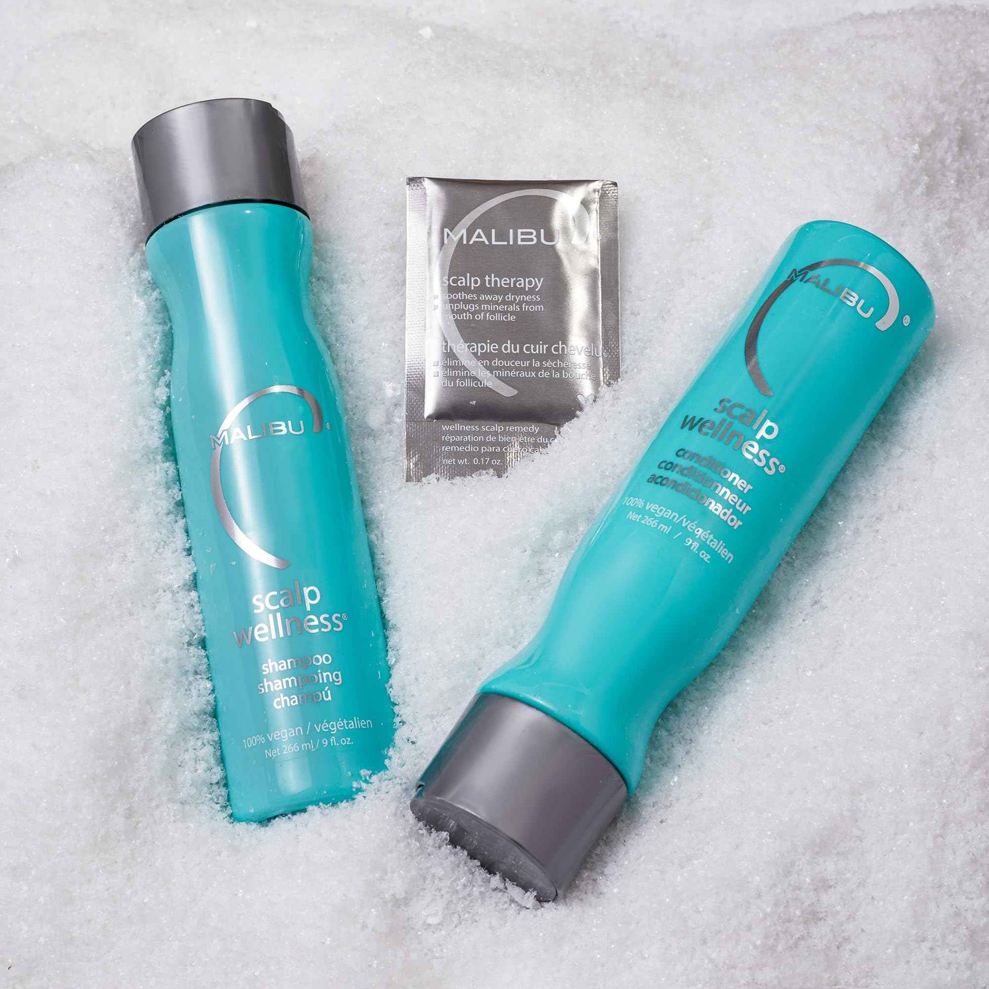 Malibu C Scalp Wellness Collection - Soothing Shampoo and Conditioner Hair Care Set for Dry Scalp - Formulated with Vitamin C Antioxidant Complex - Travel Size Scalp Remedy Packets Included (33.8 oz)