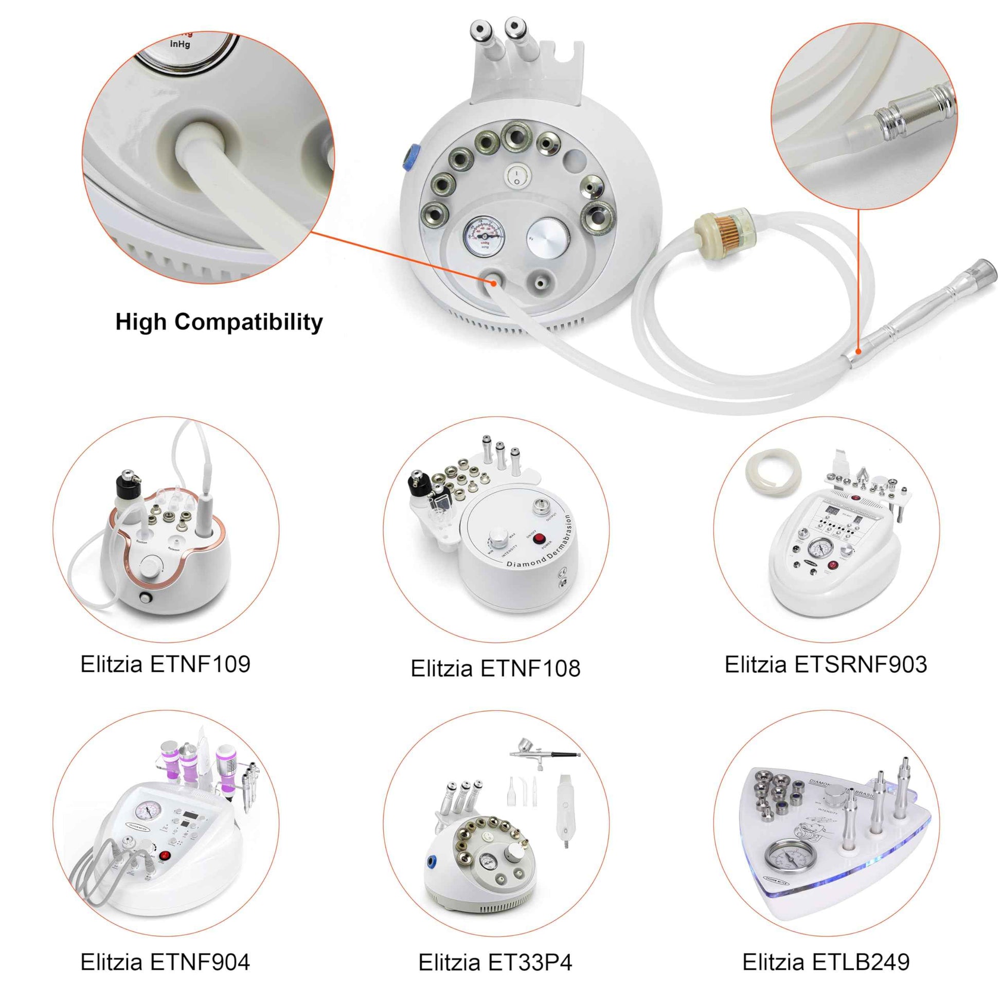 39" Silicone Tube With Paper Filter Tube Set Spare Parts For Vacuum Equipment Diamond Microdermabrasion Beauty Machine Elitzia ETFT957 (Filter With Tube)