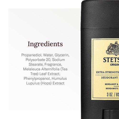 Stetson Personal Care Extra Strength Deodorant by Scent Beauty - Gel Men's Deodorant Stick for Grooming Kit - 3 oz - 3 Pack - Original