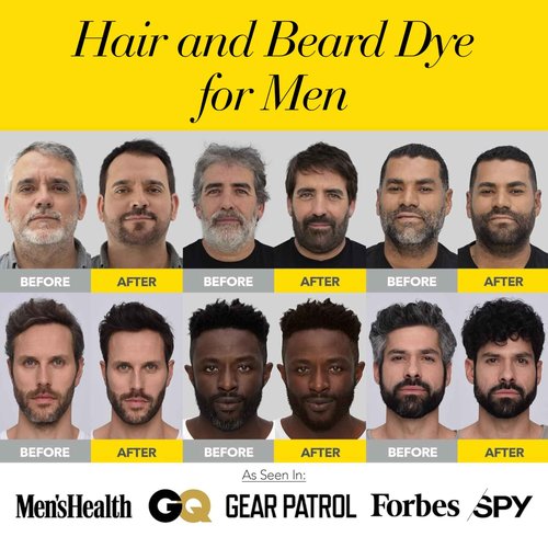 2X Pack Cleverman Hair & Beard Dye Kit for Men, All-in-One Reusable Mens Hair Color, Natural Gray Coverage, Ammonia-Free Beard Mustache Dye for Men (Auburn)