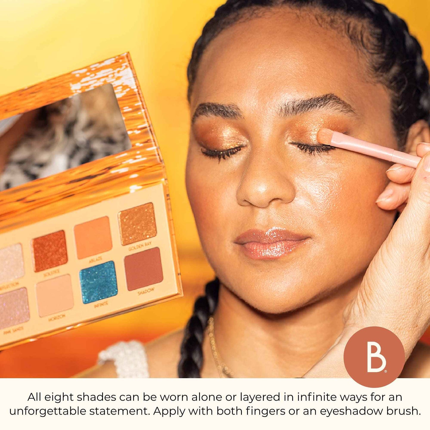 Beauty for Real Golden Hour Eyeshadow Palette - Eight Shades with Matte & Shimmer Finishes - Infused with Mango Butter & Vitamin E - Cruelty Free, Vegan