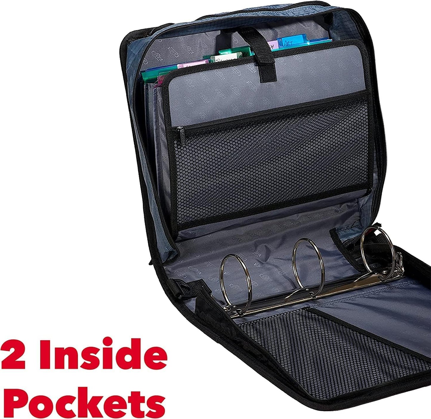 Case-it The Mighty Zip Tab Zipper Binder - 3 Inch O-Rings - 5 Color Tab Expanding File Folder - Multiple Pockets - 600 Sheet Capacity - Comes with Shoulder Strap - Magenta D-146