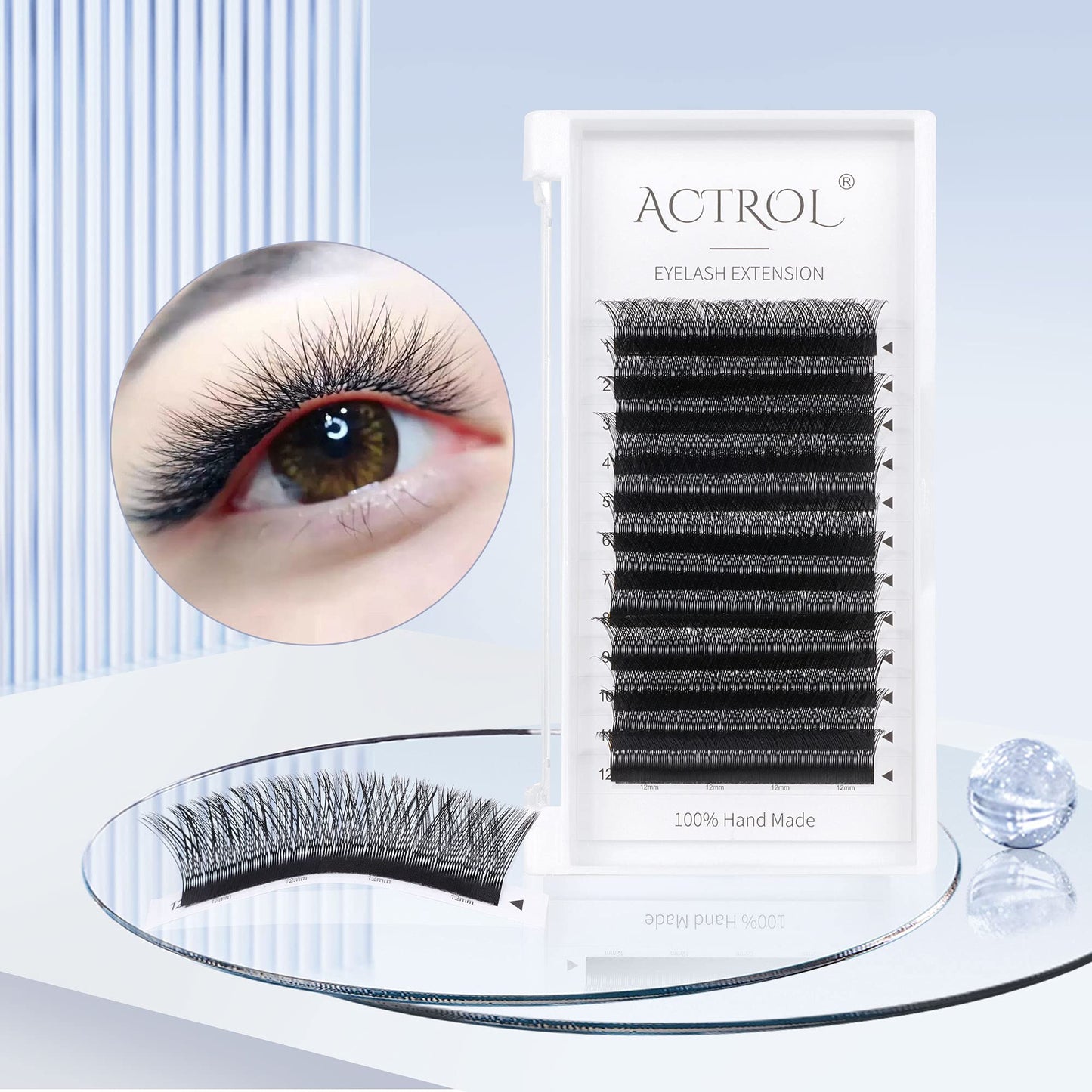 ACTROL YY Eyelashes Extension Lashes Black C Curl 0.07mm 14mm Lash Volume Extension Easy Fans Y Shaped Premade Soft Eyelashes Supply