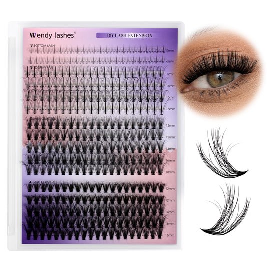 Lash Clusters With Bottom Lashes 20/30D C/D Curl 12-18mm Multi-types Individual Clusters Eyelash Extensions, Spike, Wispy Lash clusters(20/30D-3D)