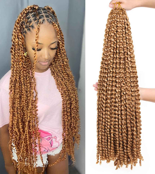Leeven 30 Inch Blonde Water Wave Crochet Twist Hair for Butterfly Locs 7 Packs Curly Passion Twist Crochet Hair For Women Synthetic Passion Twist Hair 27#