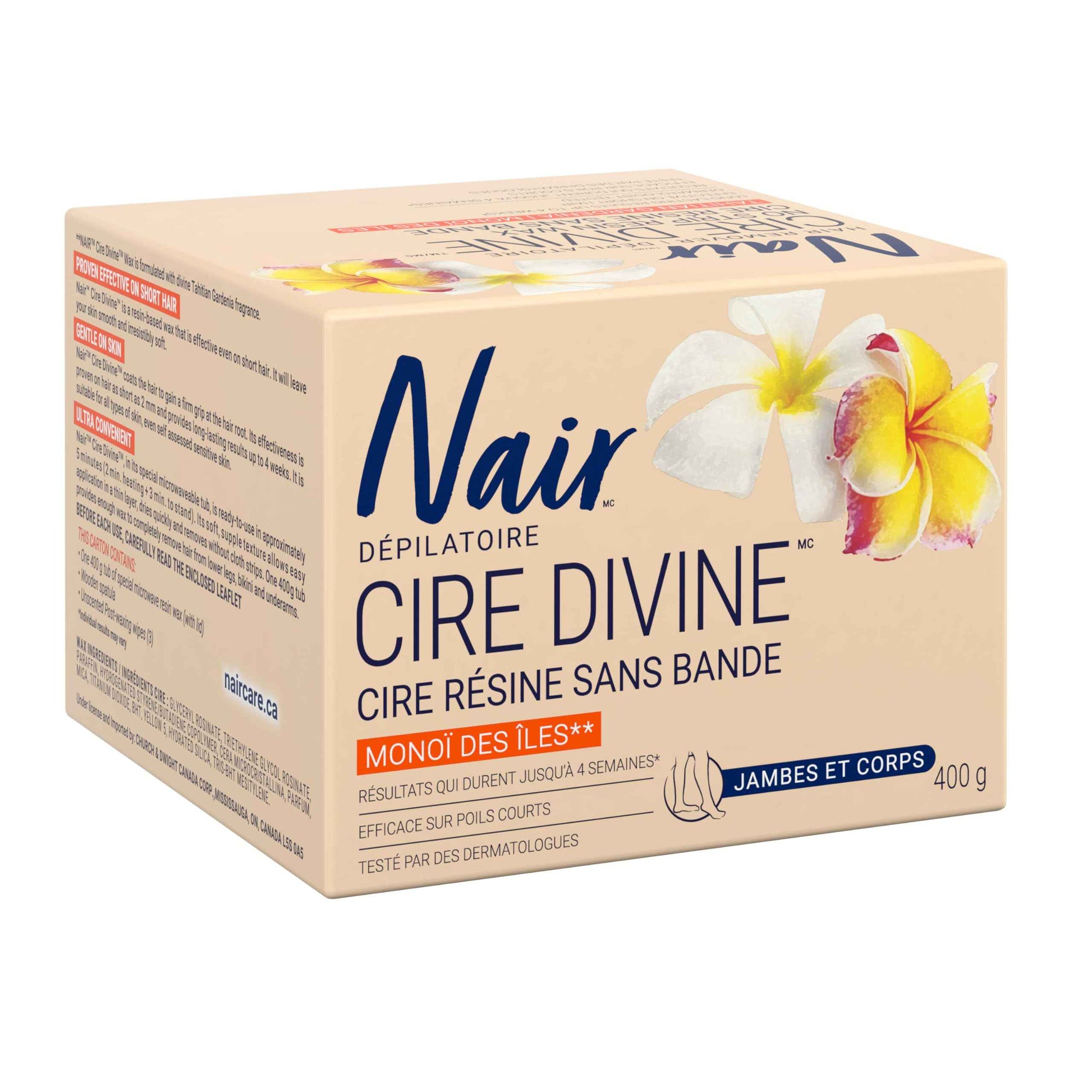 Nair Cire Divine Microwaveable Body Hair Removal Wax Kit (Tahitian Gardenia, 400g/14oz)