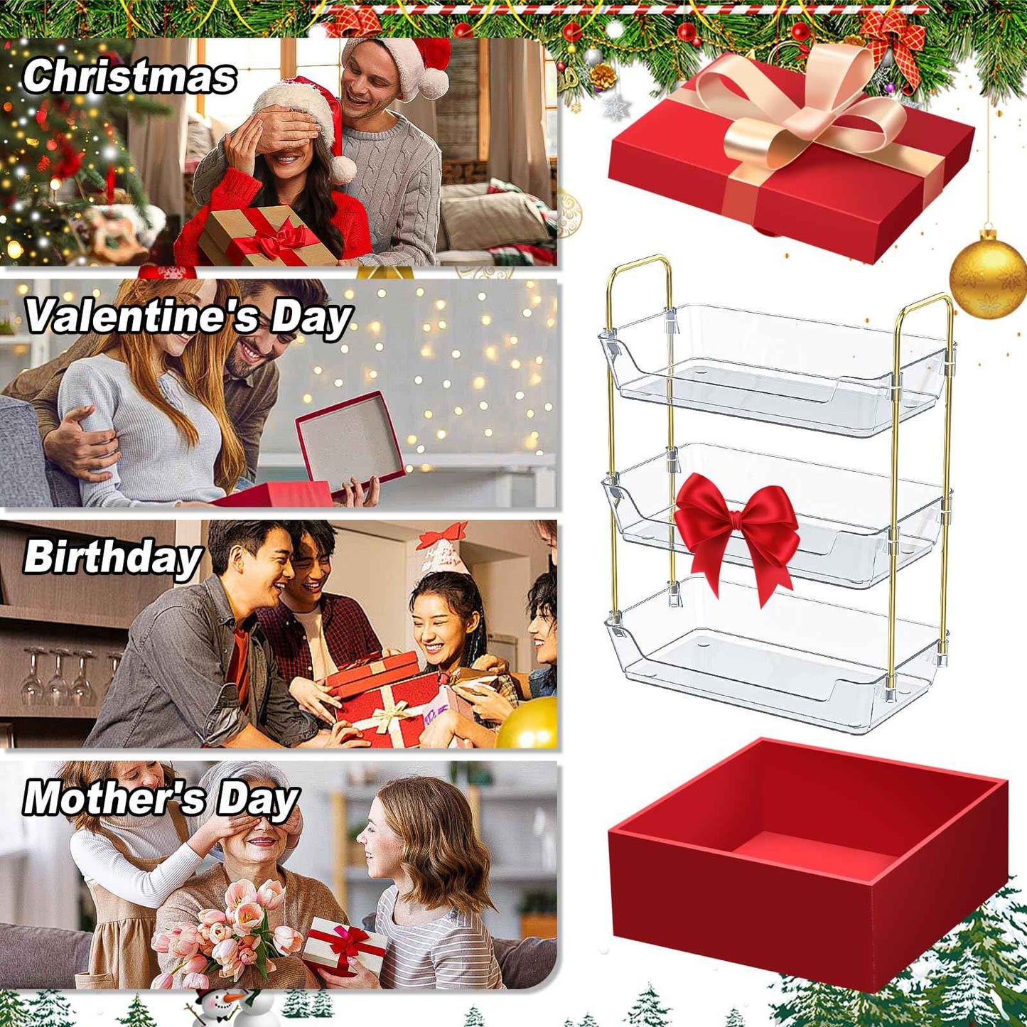 Leoenir 3-Tier Bathroom Organizer Countertop – Makeup, Perfume, and Skincare Storage Tray for Bathroom, Dresser, and Vanity