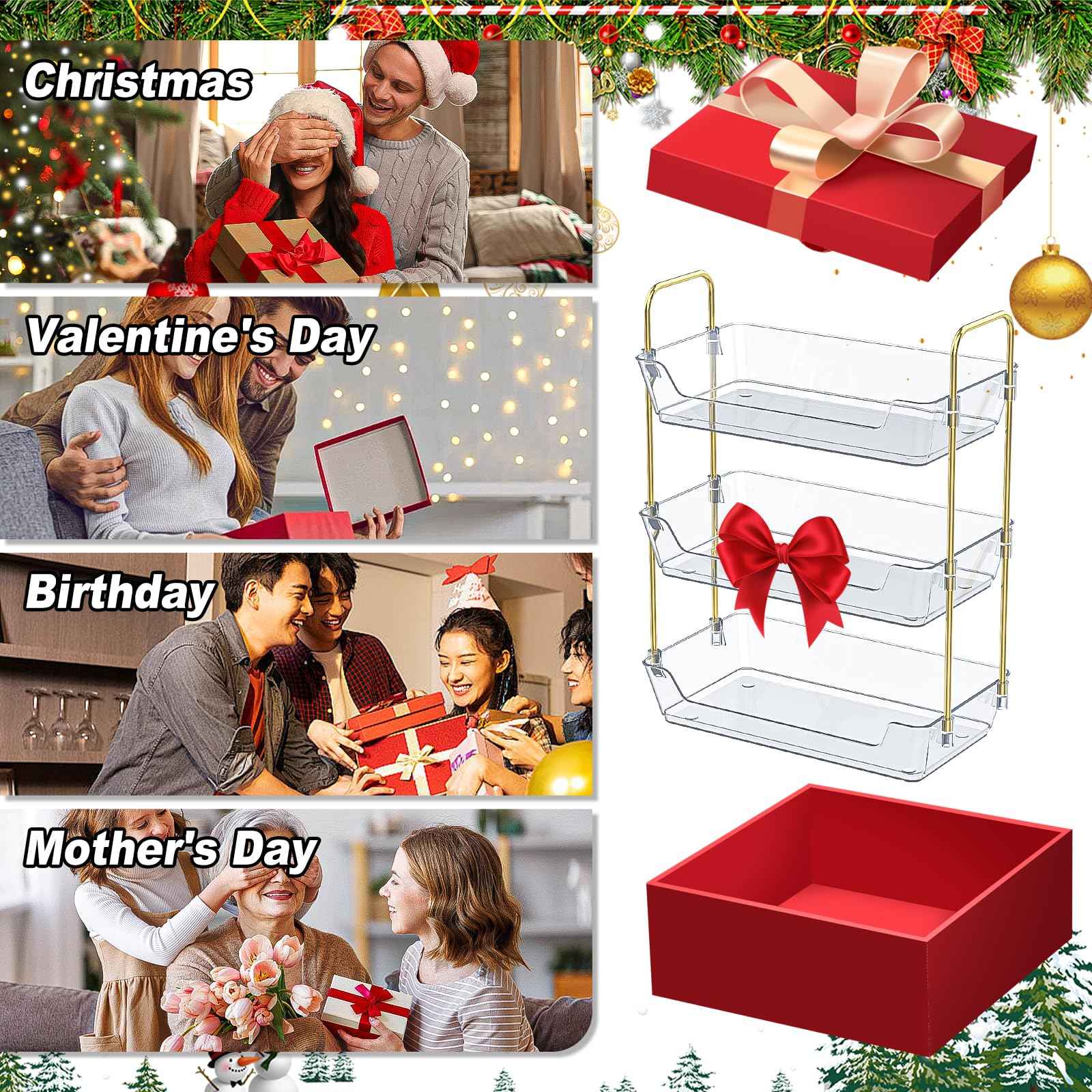 Leoenir 3-Tier Bathroom Organizer Countertop – Makeup, Perfume, and Skincare Storage Tray for Bathroom, Dresser, and Vanity