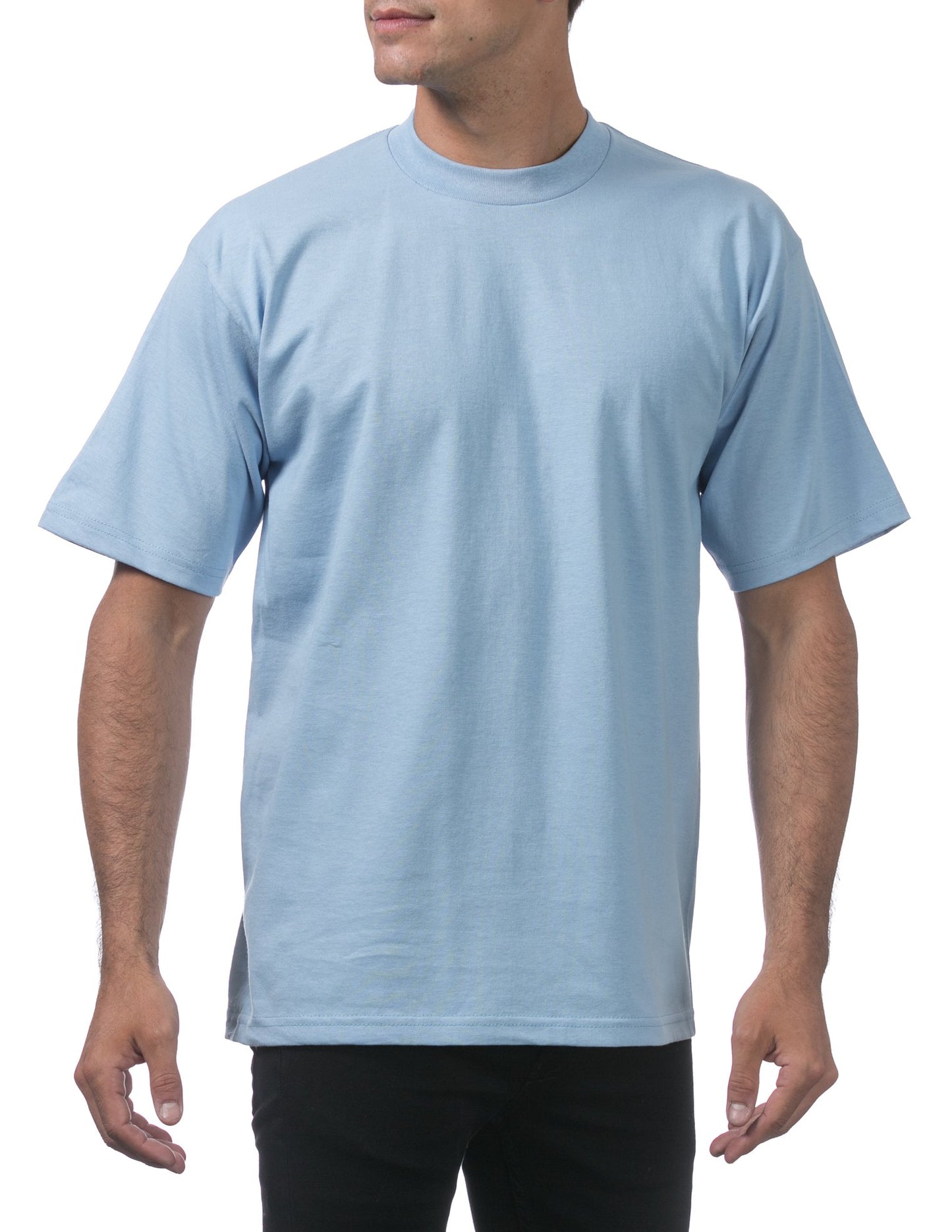 Pro Club Men's Heavyweight Cotton Short Sleeve Crew Neck T-Shirt, Sky Blue, Small