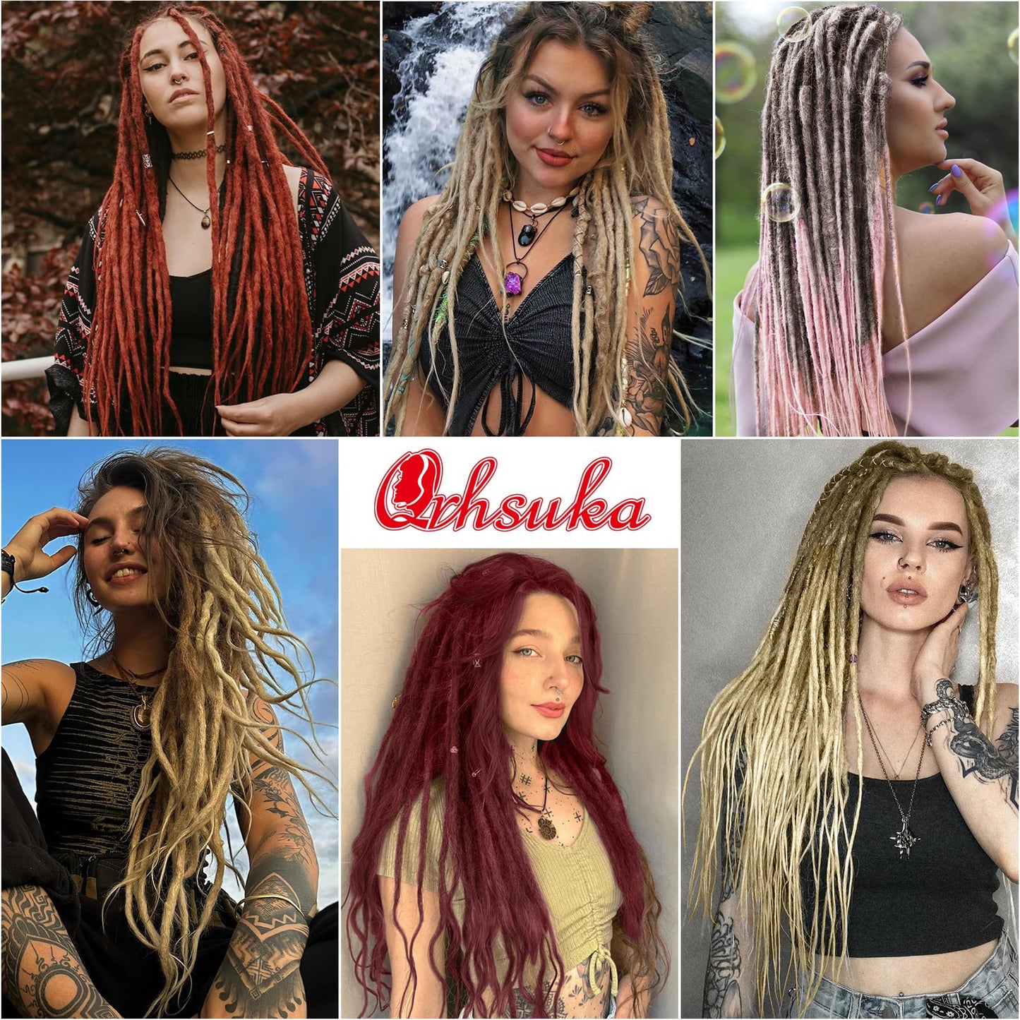 QRHSUKA Single Ended Dreadlock Extensions 24 Inch 0.6 cm Width Thin Synthetic SE Dreads Crochet Hippie Wool Dreads 15 Strands Handmade Braid In Dreadlock Extensions (24 Inch SE (15 Strands), Purple)