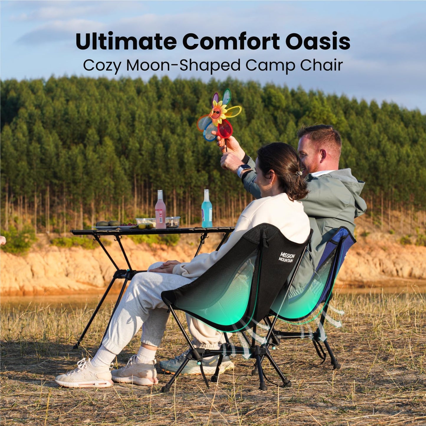 MISSION MOUNTAIN 2-CinchLock Compact Camping Chair, Lightweight Folding Camp Chairs for Adults, Portable Camping Chair, Ultralight Backpacking Chair for Outdoor, Beach, Picnic, Hiking