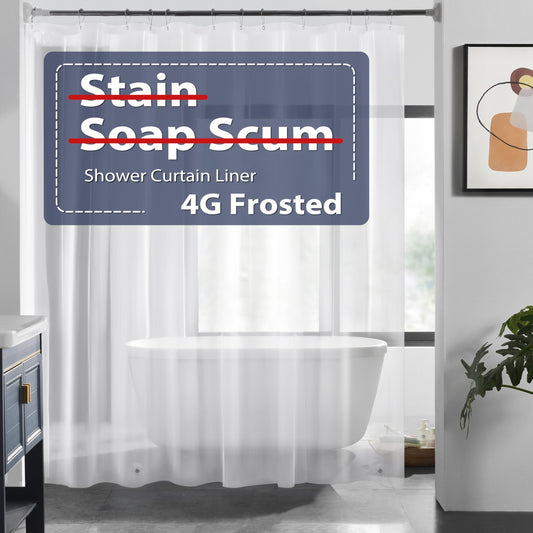 Frosted Shower Curtain Liner - 72" x 72" Shower Liner Lightweight Bathroom Shower Curtain (4G Frosted, 1PC)