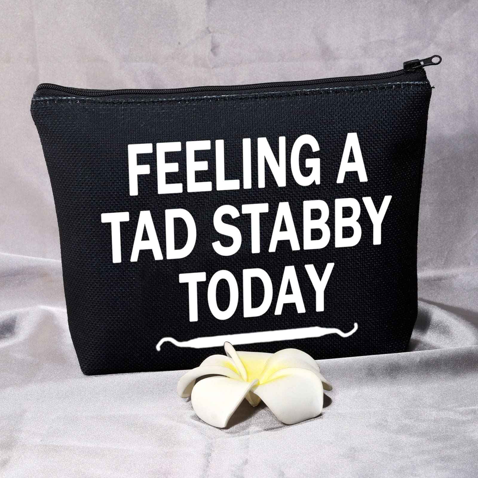 BDPWSS Funny Dentist Gift Dental Makeup Bag For Women Dental Hygienist New Dentist Gift Feeling a Tad Stabby Today Gift For DA DH Dental Student Dentist Graduation Gift (Felling tab stabby bl)