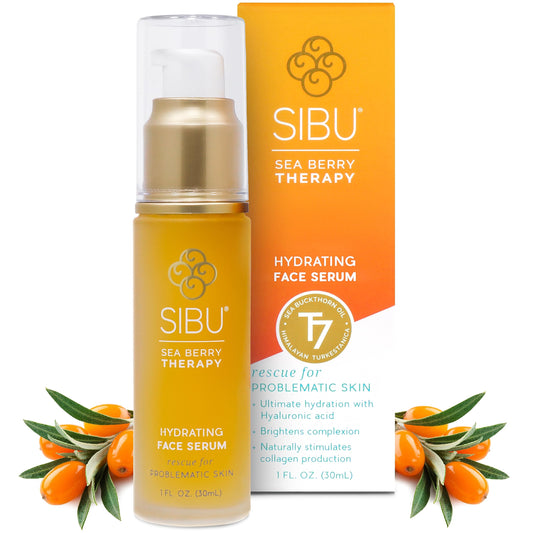 Sibu Hydrating Facial Serum, Made From Premium Sea Buckthorn Oil & Hyaluronic Acid (1oz) – Hydrates Dry Skin, Brightens Complexion & Reduces Blemishes