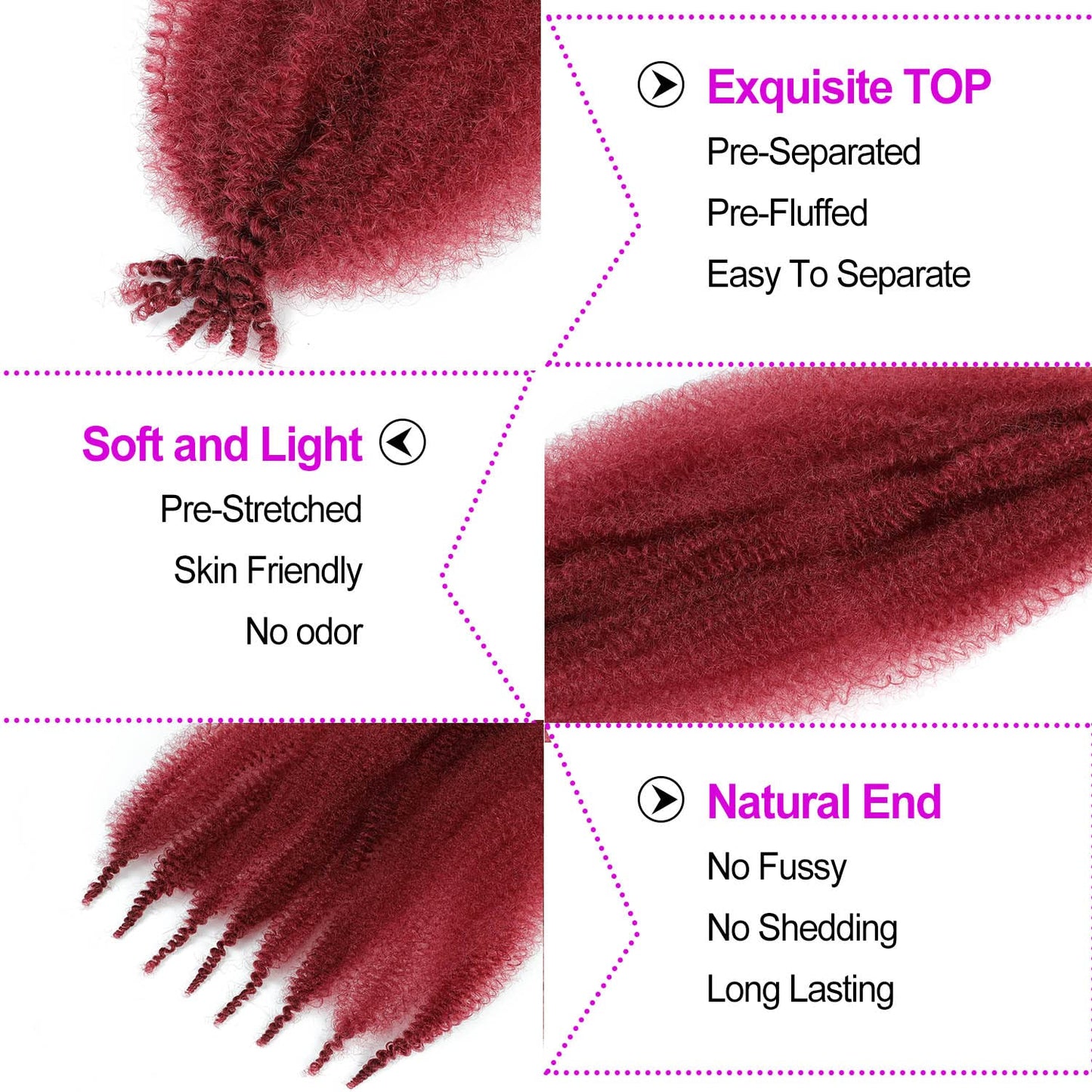 Springy Twist Hair 24Inch Afro Twist Hair 6Packs Springy Afro Twist Hair Crochet Braiding Hair (24 Inch (Pack of 6), BUG)