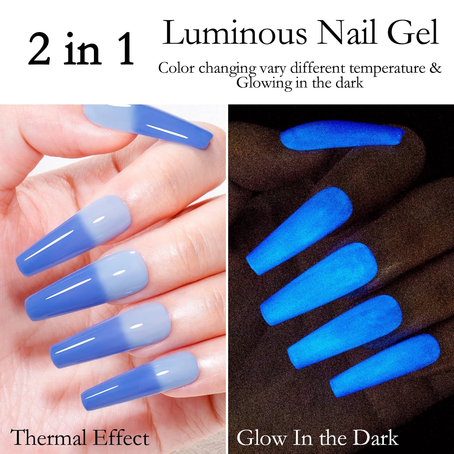 MSRUIOO Color Changing Gel Nail Polish Set Glow in the Dark Gel Nail Polish Kit Mood Luminous Temperature Color Change Gel Polish Soak Off Gel Polish Kit 6 PCS 8ML