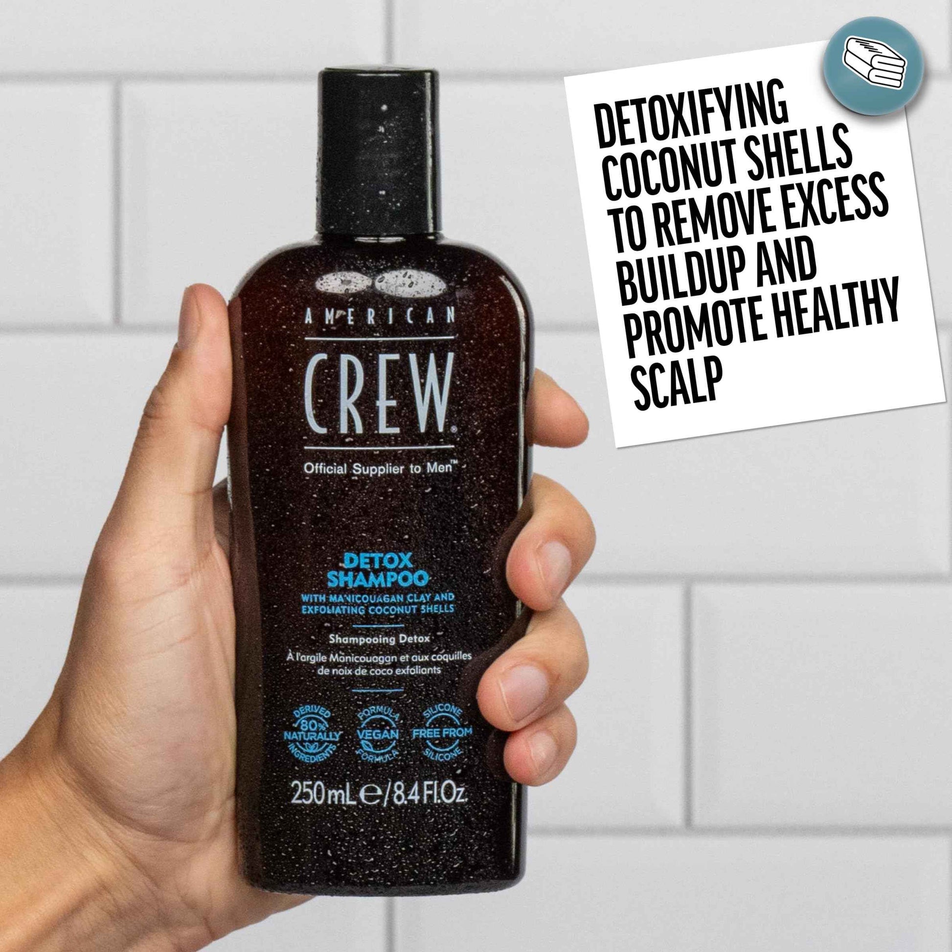 American Crew Detox Shampoo for Men, Naturally Derived, Vegan Formula, Citrus Mint Fragrance, 33.8 Fl Oz