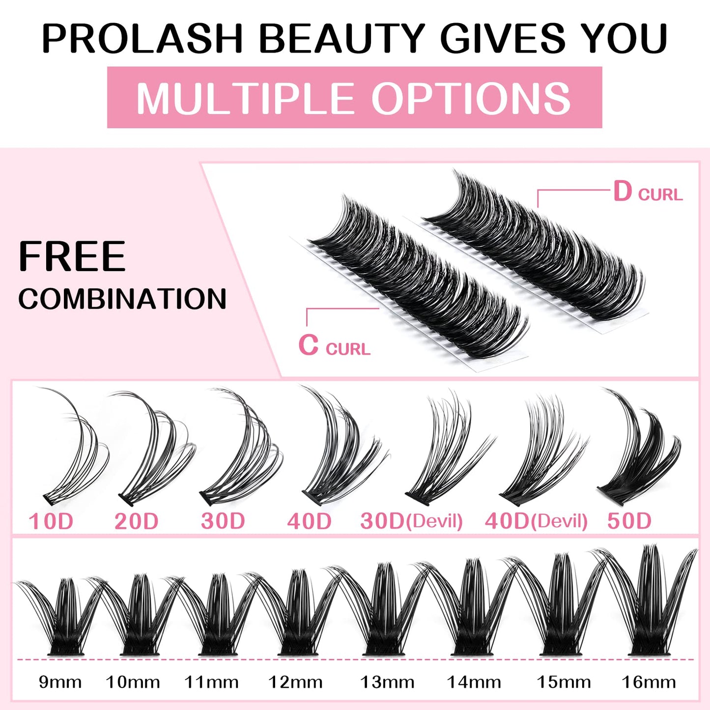 280 Pcs Individual Lashes 50D-C-9-16mix Lash Clusters Wispy Lashes Cluster Lashes That Look Like Eyelash Extensions DIY Lashes At Home (50D-c-9-16mix)