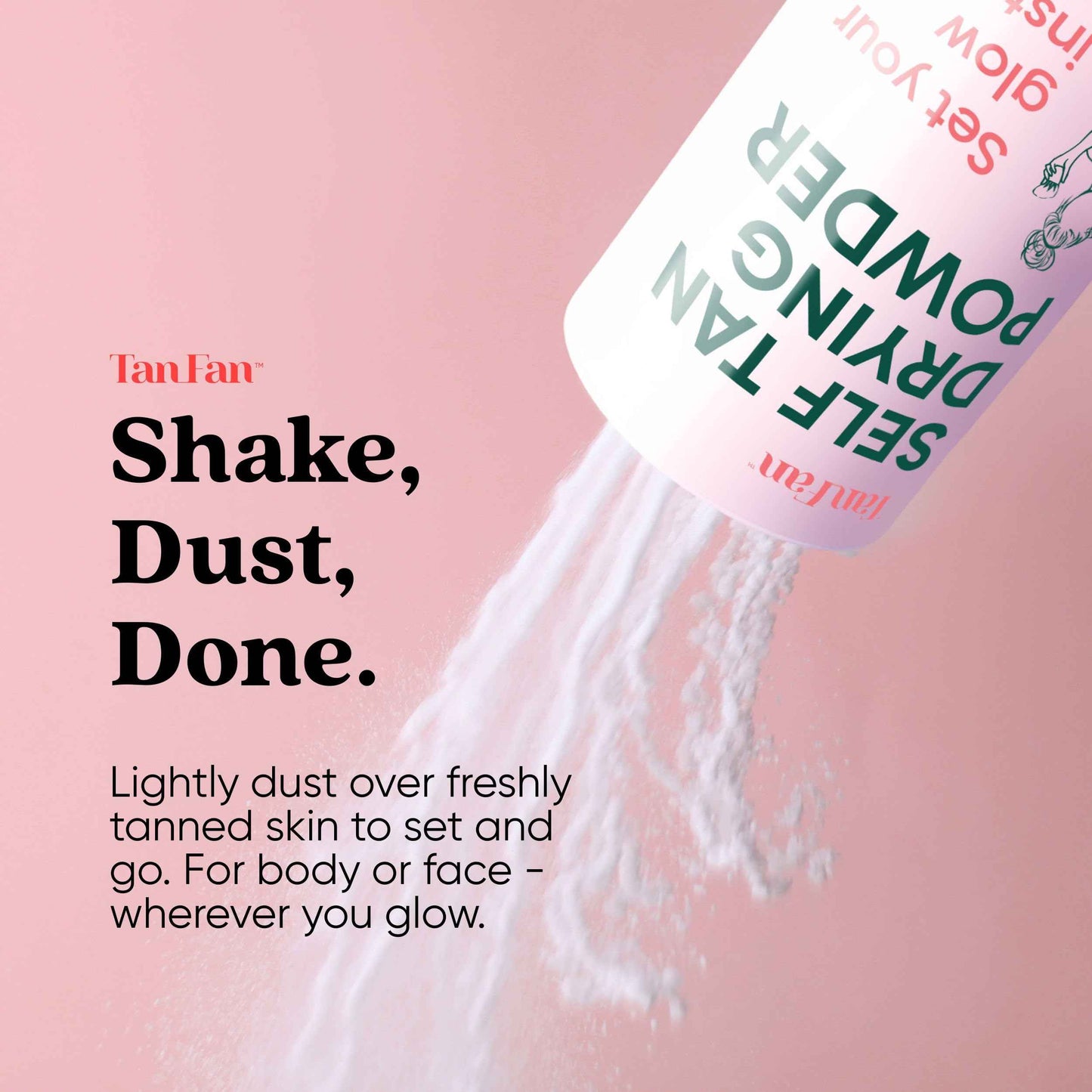 Tan Fan Self Tan Drying Powder - Stops Sticky Feeling After Sunless Tanner - 100% Vegan Talc-Free Translucent Loose Setting Powder In Shaker Bottle For Smooth Silky Skin - USA Made (Coconut 3oz)