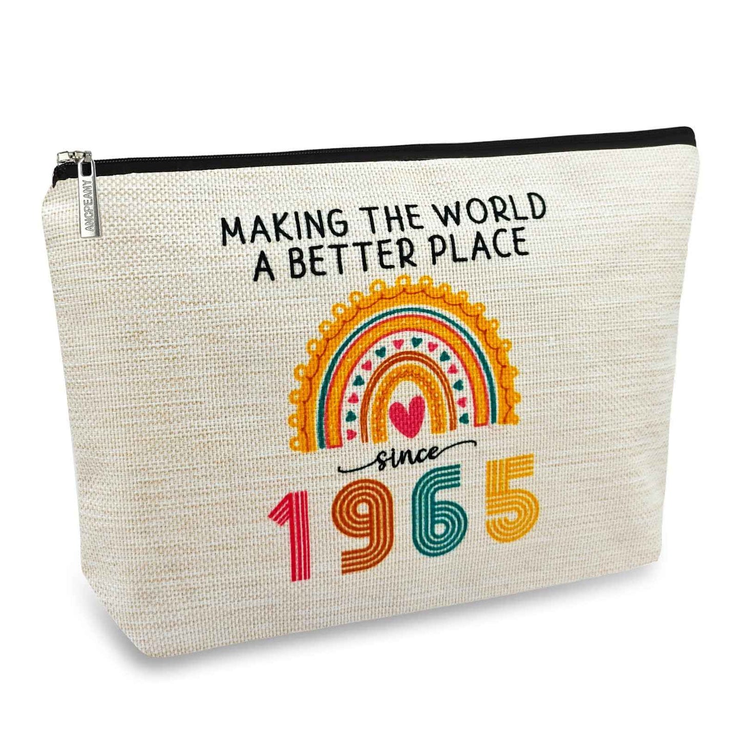 ancpeany 60th Birthday Gifts for Women Her, Happy 60th Birthday Decorations for Wife, Mom, Grandma, Friend, 1965 60 Year Old Gift Ideas Makeup Bag, Mothers Day, Christmas Cosmetic Travel Zipper Pouch