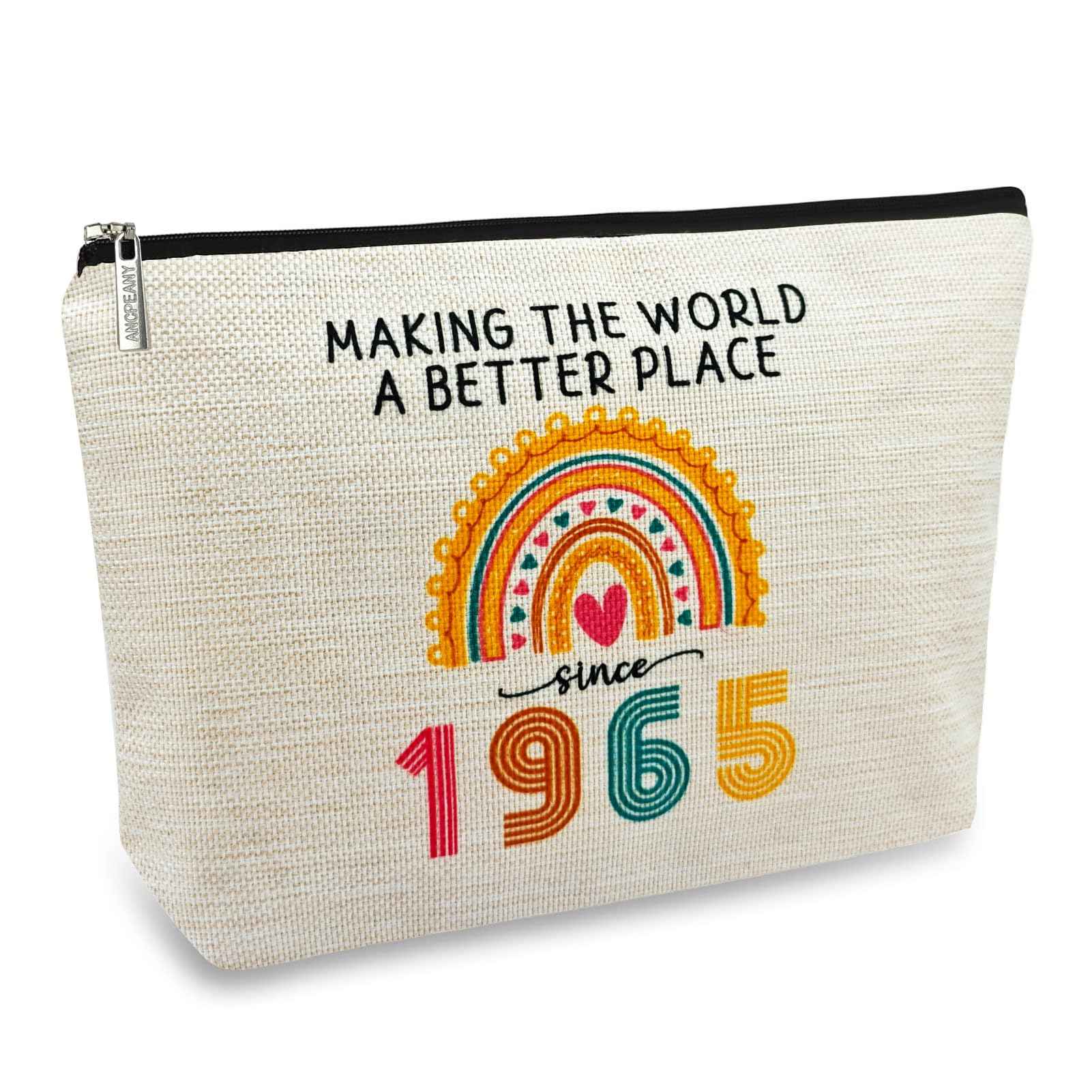 ancpeany 60th Birthday Gifts for Women Her, Happy 60th Birthday Decorations for Wife, Mom, Grandma, Friend, 1965 60 Year Old Gift Ideas Makeup Bag, Mothers Day, Christmas Cosmetic Travel Zipper Pouch