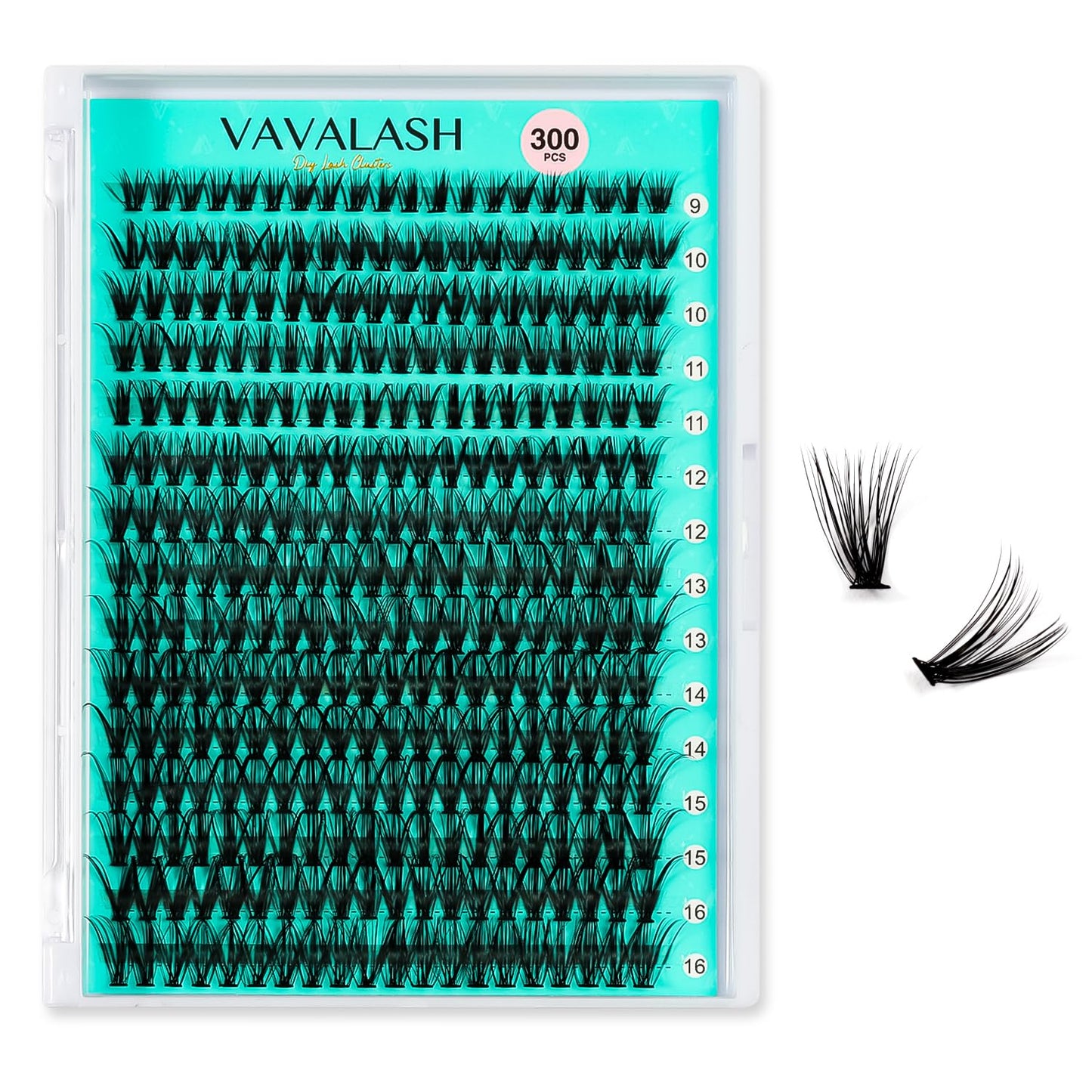 VAVALASH Lash Clusters 30D-0.07-C-9-16MM 300Pcs DIY Eyelash Extension 10D 20D 30D 40D 50D Individual Cluster Lashes Faux Mink False Lashes DIY Lash Extensions at Home 300PCS (30D-0.07-C,9-16MIX)