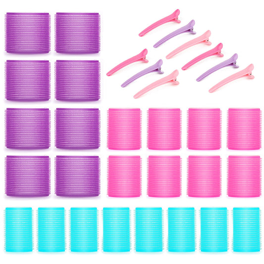 Hair Rollers Curlers Set 33 Pcs, Perfect for Long Medium Short Hair with 3 Sizes Self Grip Rollers Heatless Styling Tools Hair Rollers for Blowout Look for Long Hair DIY Rollers Hair Curlers