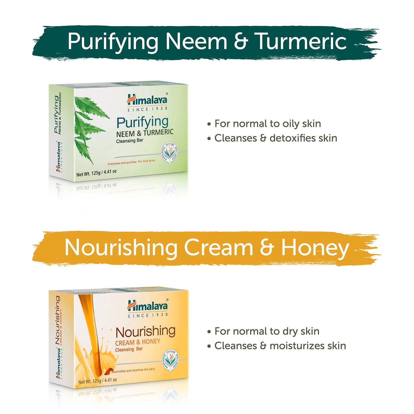 Himalaya Cleansing Bar Soaps Variety Pack, Neem & Turmeric, Almond, Cream & Honey and Cucumber, 4.41 oz, 12 Pack