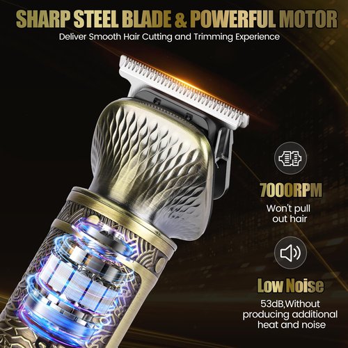 Brightup Beard Trimmer for Men, Electric Razor Shavers for Men, Professional Zero Gapped T-Blade Trimmer, Cordless Hair Clipper, 7 in 1 Grooming Kit for Face Mustache Body Nose Trimmer, Gift for Men
