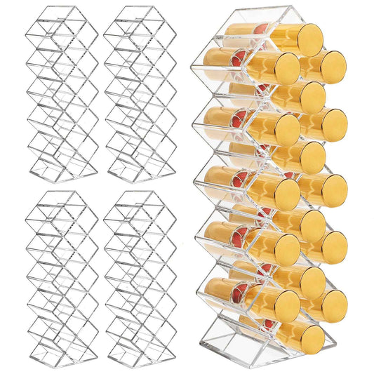 Cedilis 4 Pack Acrylic Lipstick Holder Organizer, 64 Slot Clear Lip Gloss Storage Organizer, Fish Shape Lipstick Display Stand Tower for Cosmetic Makeup and Dresser Display