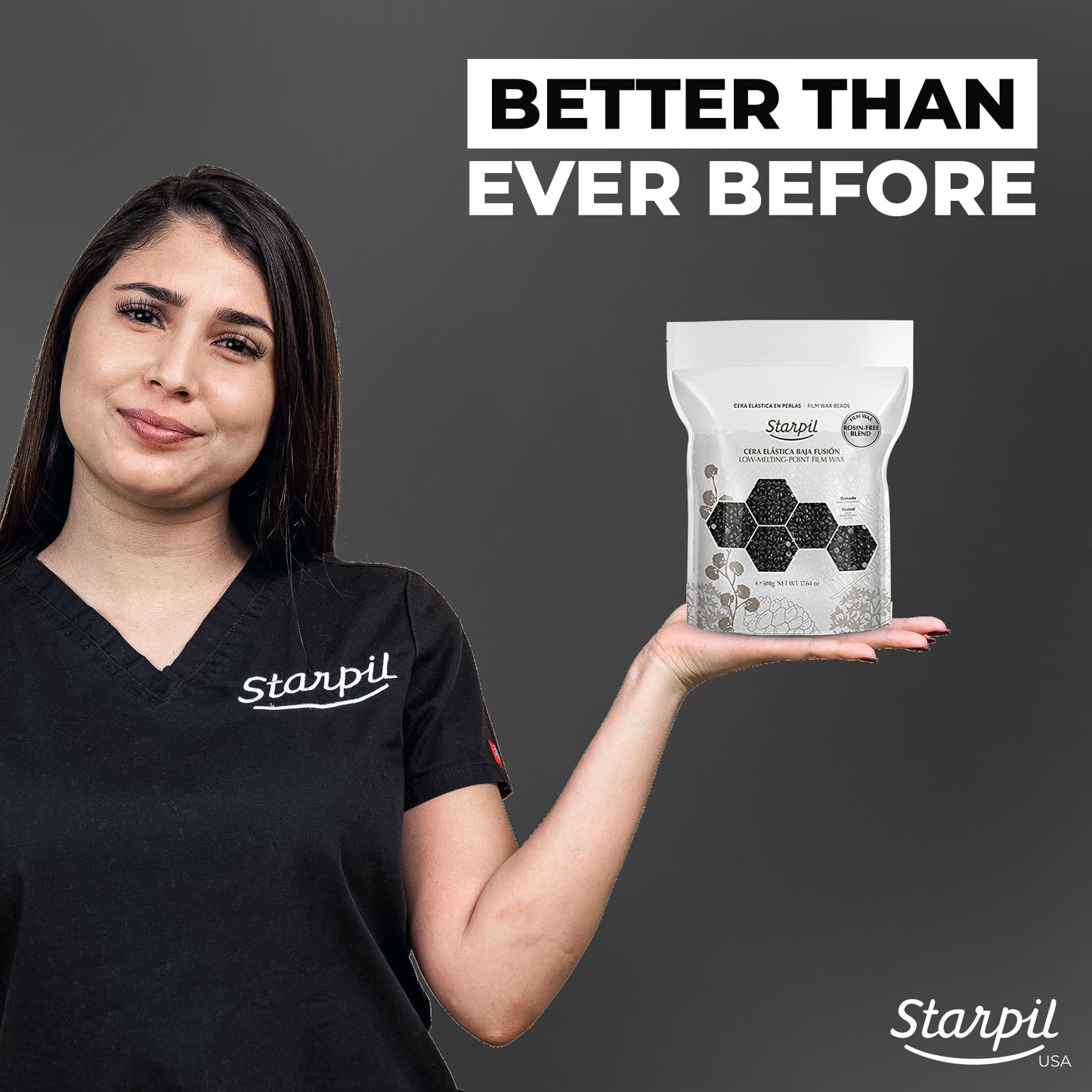 Starpil Wax 500g / 1.1 lb Rosin Free Black Hard Wax Beads for Painless Hair Removal, Strip less Body Wax Beans, Polymer Blend Bikini Wax for Face, Coarse Hair Removal Wax Beans for Sensitive Skin