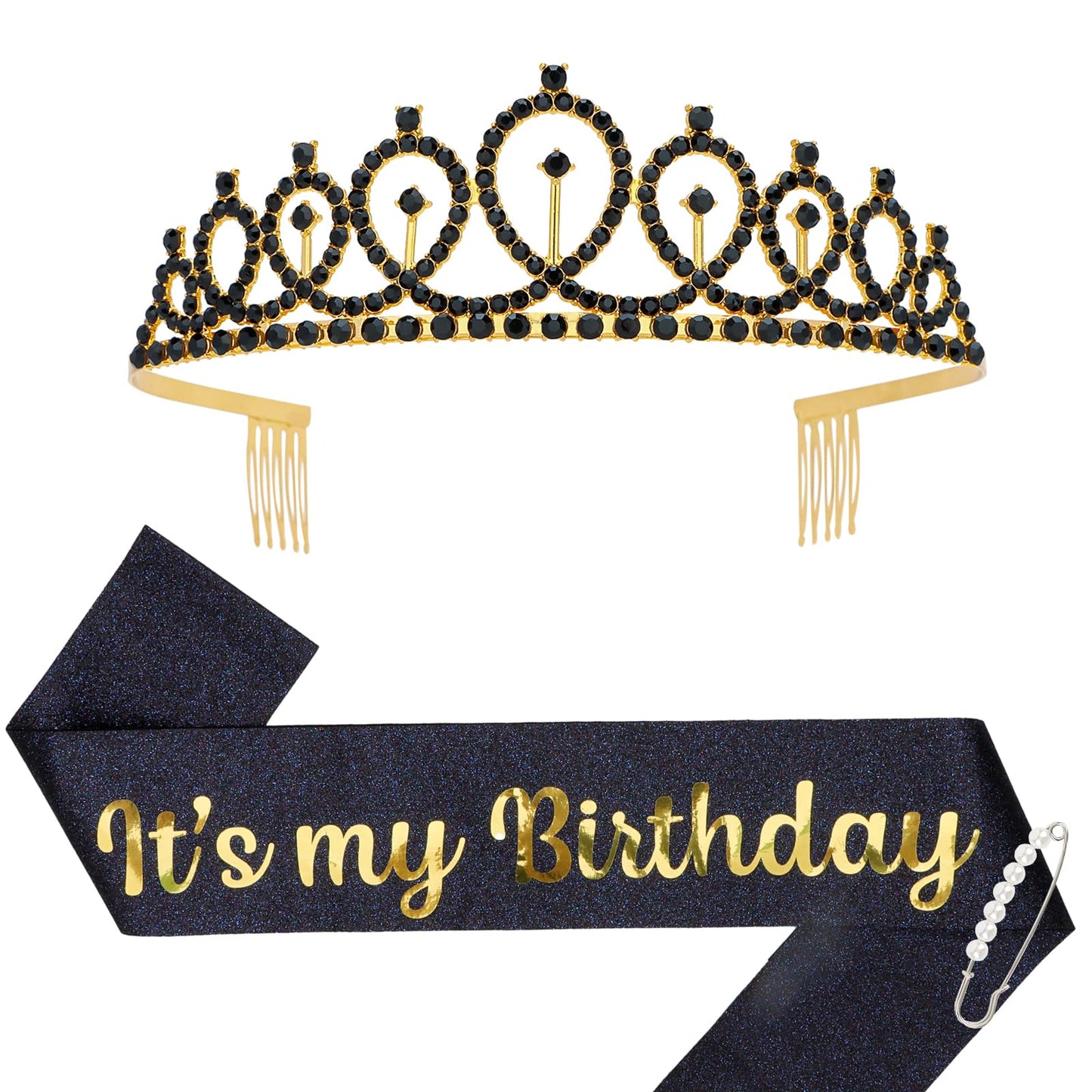 Araluky Birthday Crown and Sash for Women & Its My Birthday Sash Birthday Tiara for Women Birthday Crowns for Women