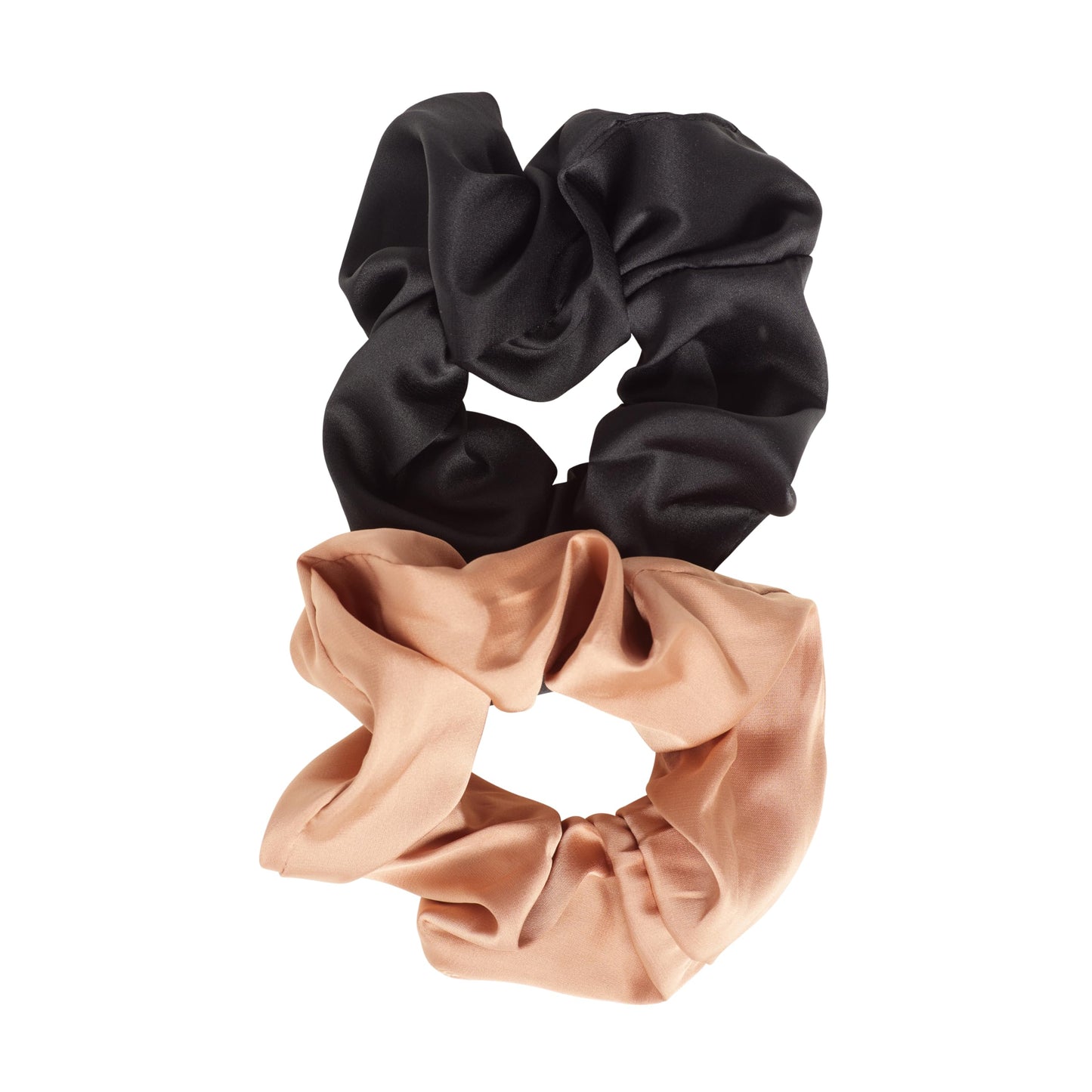 Goody Ouchless Forever Satin Scrunchies - 2 Ct, Brown & Black, 3X Stronger Damage-Free Hold Hair Scrunchies, 16 Strand Inner Core, Hair Accessories for Women & Men, For Medium-Thick Hair