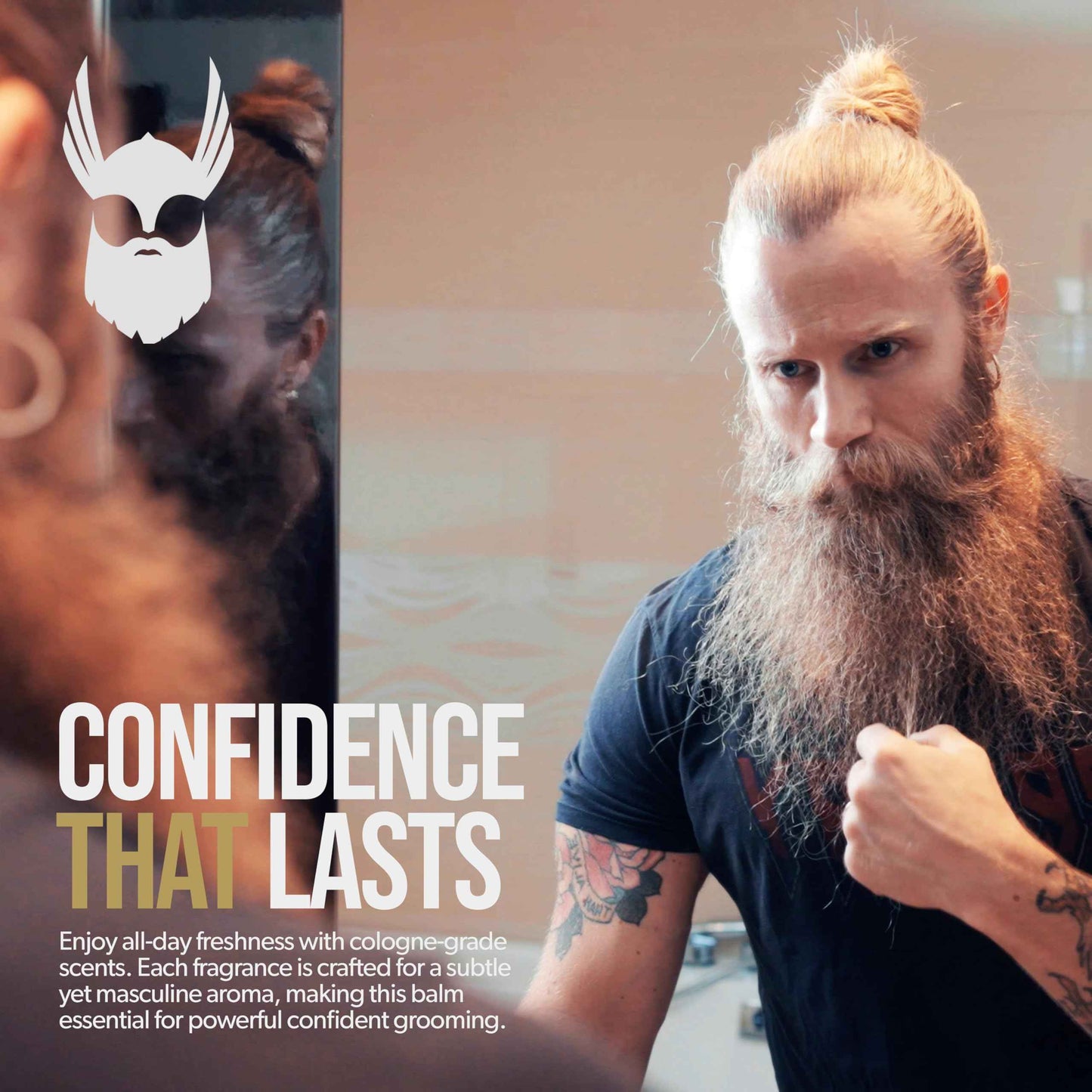 The Beard Struggle Warrior’s Beard Balm - Gold Collection, Valhalla's Gates - Non-Greasy Low-Hold Formula, Luxurious Cologne-Grade Fragrances 100% Natural and Plant-Based Ingredients - 50g