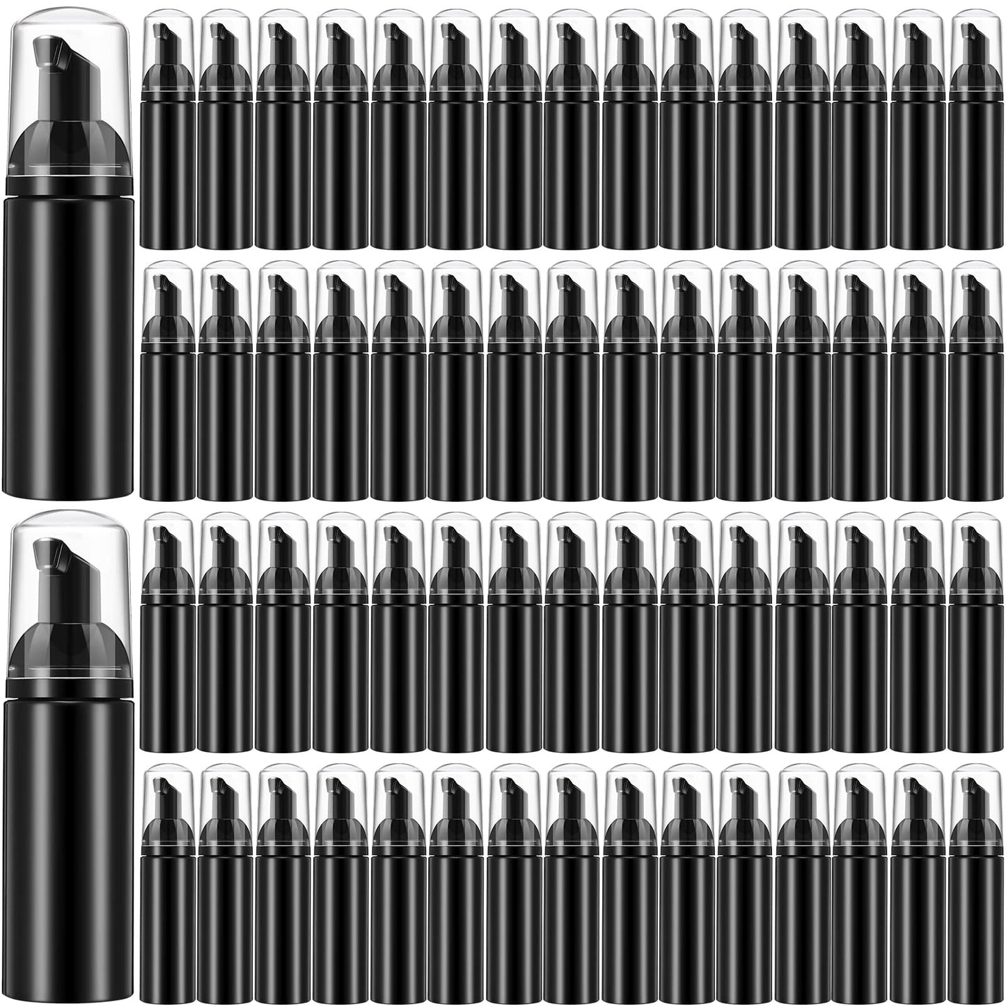 70 Pcs 2 oz Plastic Foam Soap Dispensers Refillable Lash Shampoo Bottles with Pump Mini Eyelash Cleaning Foam Bottle Dispenser for Refillable Travel Cosmetics (Black)